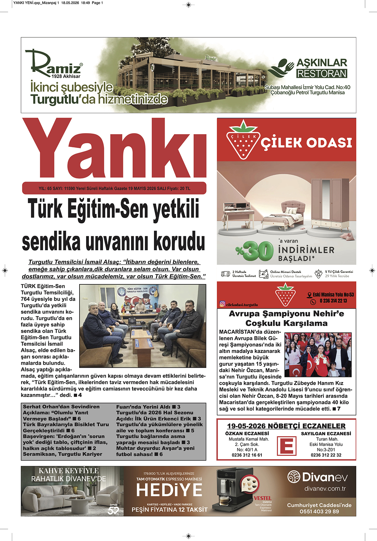 YANKI 19 MAYIS 2026 SALI