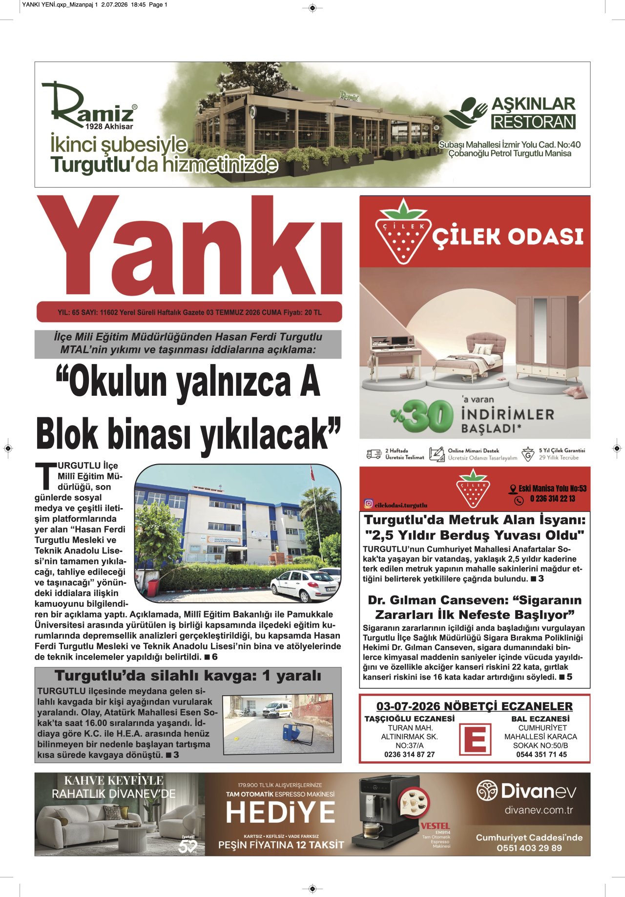 YANKI 03 TEMMUZ 2026 CUMA