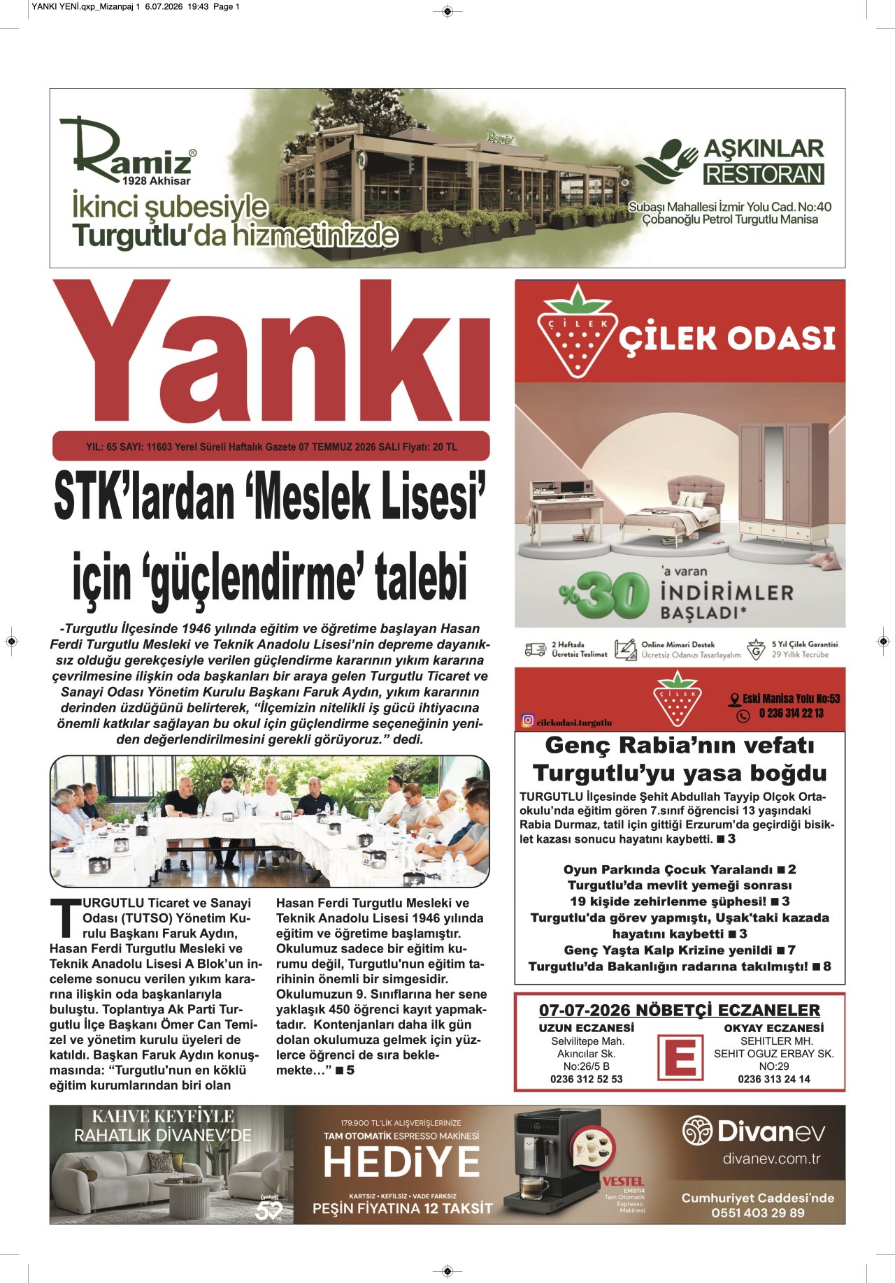YANKI 07 TEMMUZ 2026 SALI