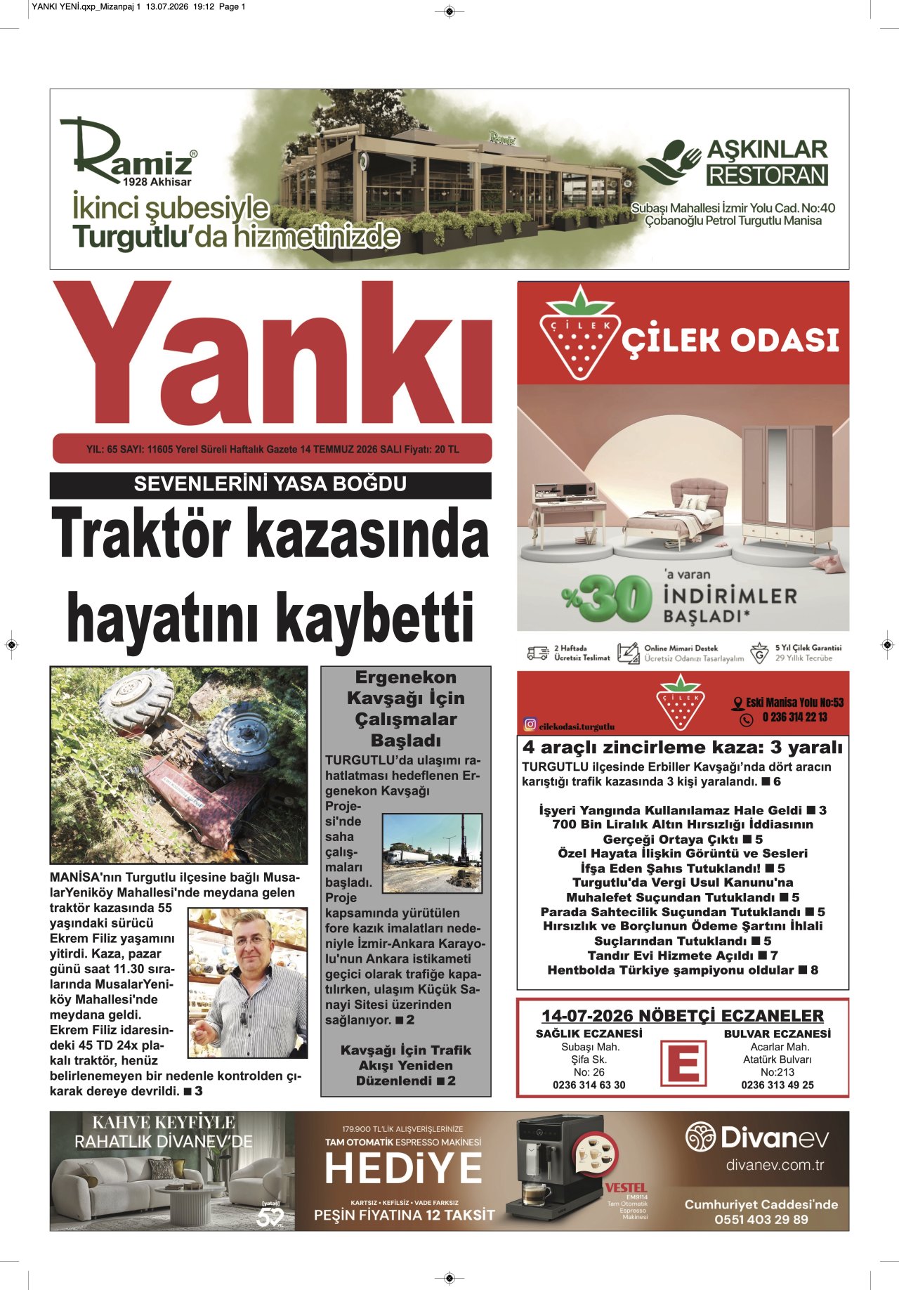 YANKI 14 TEMMUZ 2026 SALI