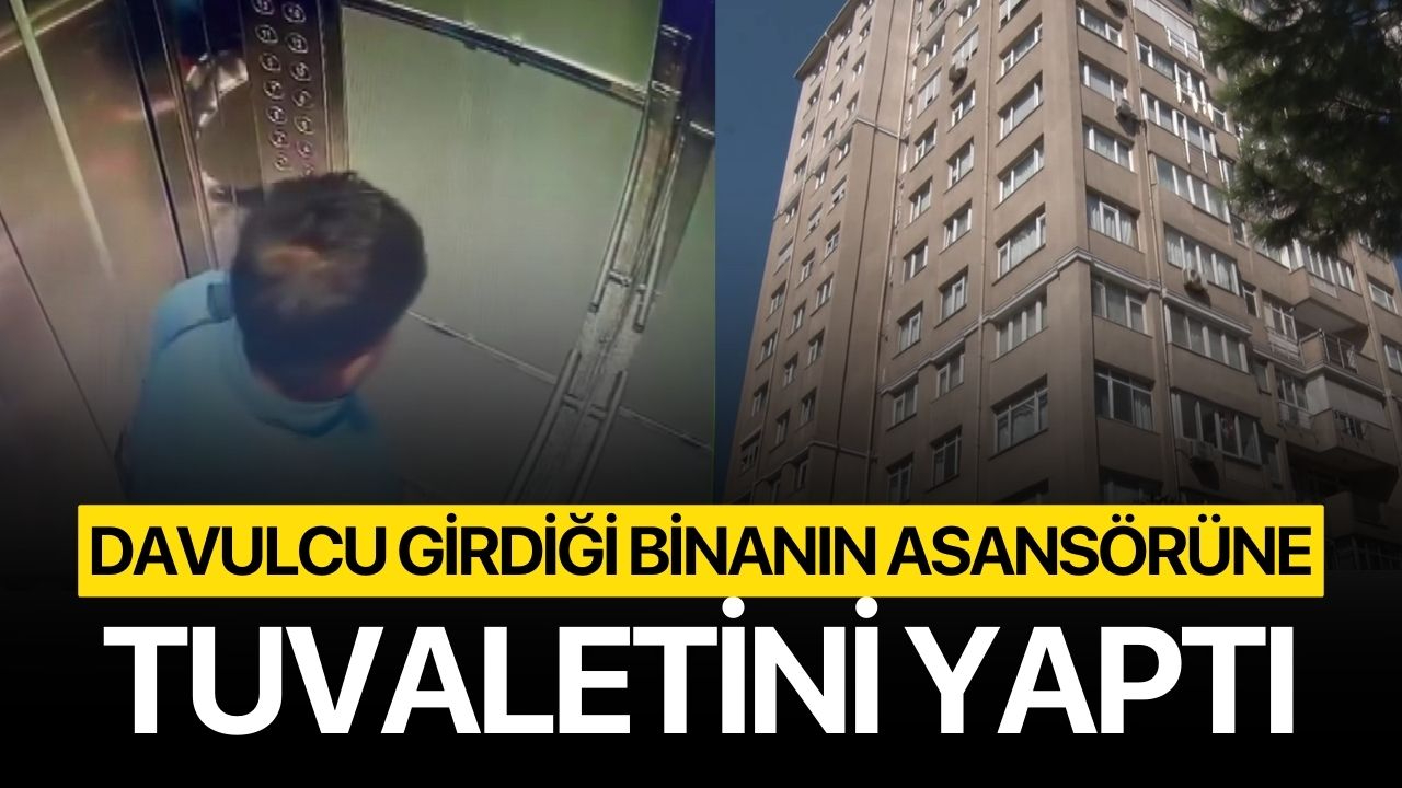 Davulcu girdiği binanın asansörüne tuvaletini yaptı