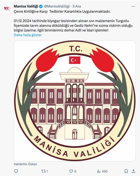 Manisa Valiliği duyurdu: Turgutlu'daki biyogaz tesisine Adli Ve İdari İşlem başlatıldı