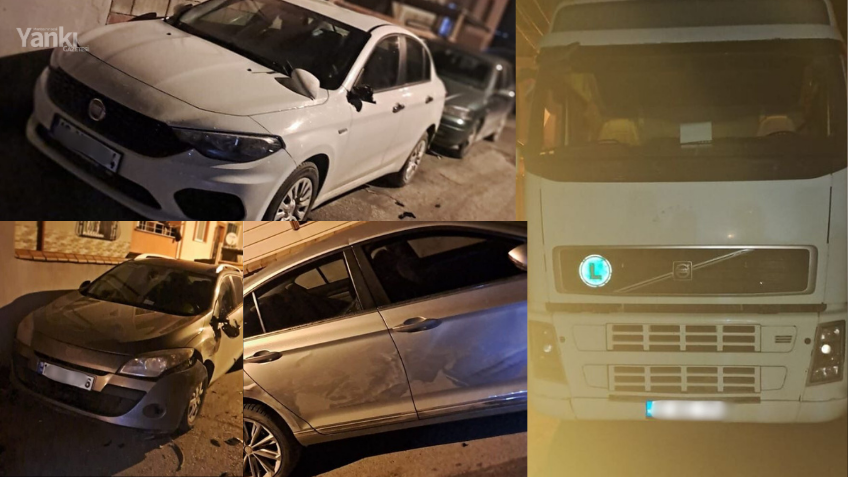 Kaza geliyorum dedi!  Alkollü tır şoförü 9 araca çarptı..