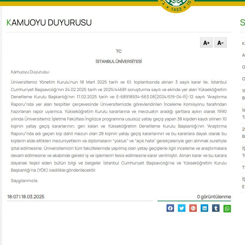 İstanbul Üniversitesi, İmamoğlu'nun diplomasına iptal kararı verdi!