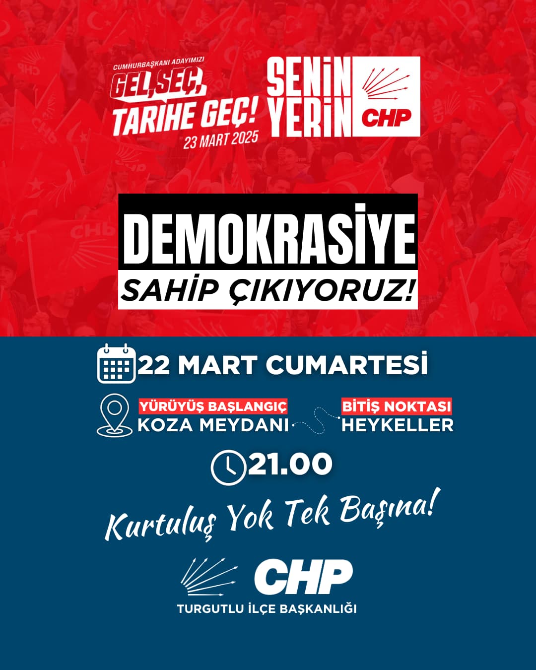 CHP'den 'Demokrasiye Sahip Çıkıyoruz' yürüyüşüne davet