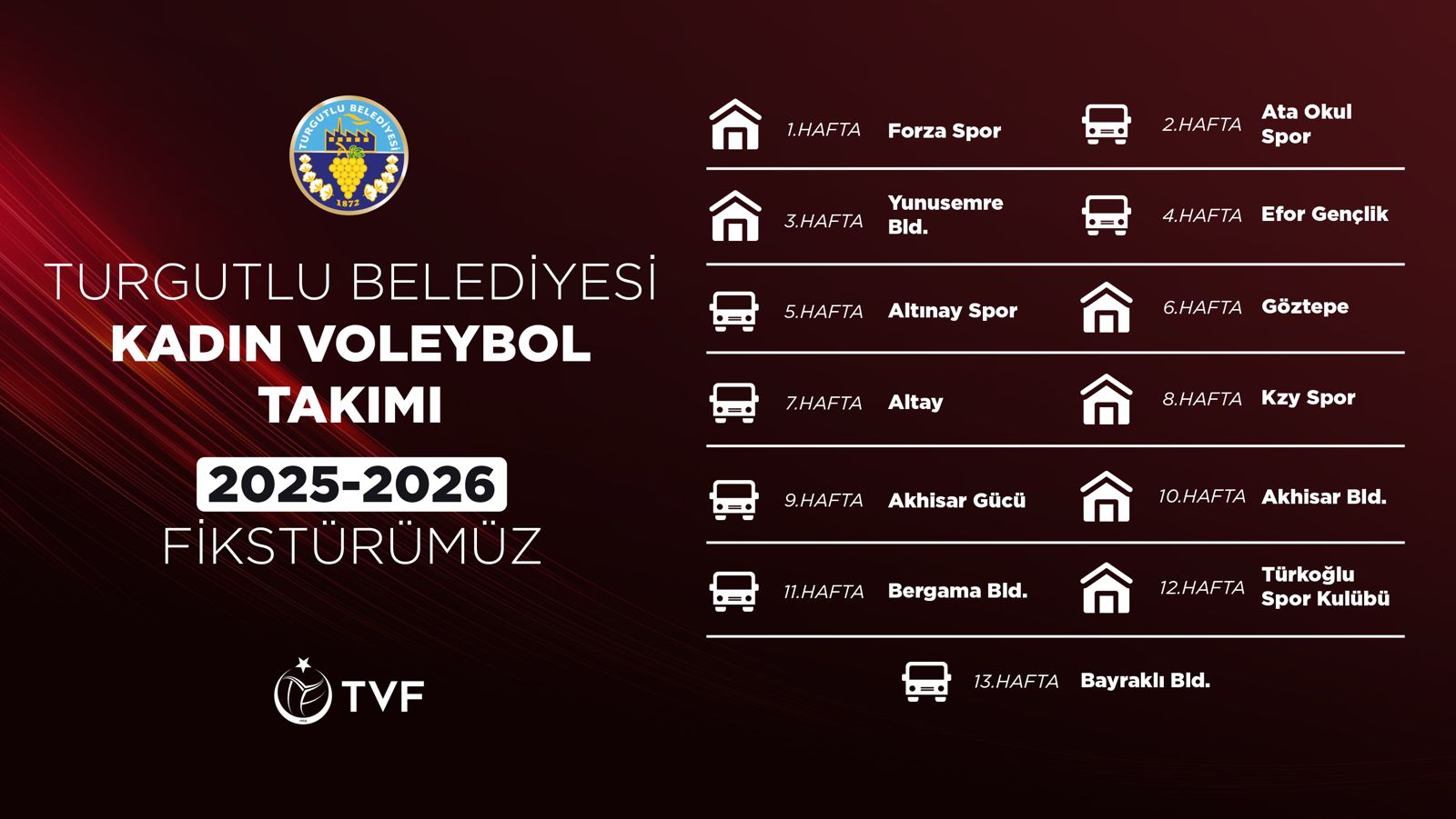 Turgutlu’nun Filedeki Temsilcisinin Maç Takvimi Belli Oldu