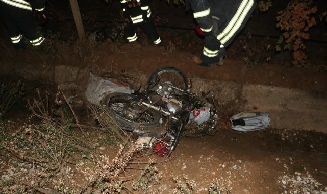 Domuza çarpan motosiklet sürücüsü yaralandı