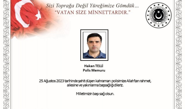 MSB'den şehit polis memuru Hakan Telli için başsağlığı mesajı