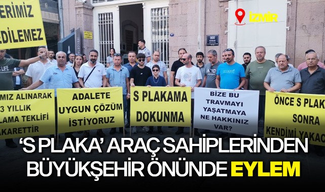 'S Plaka' araç sahiplerinden Büyükşehir önünde eylem