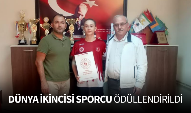 Dünya ikincisi sporcu ödüllendirildi