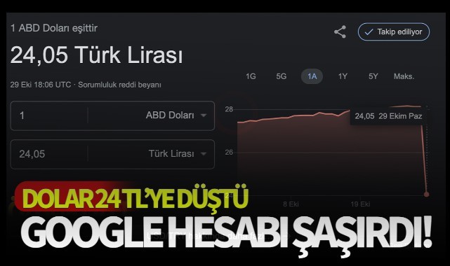 Google hesabı şaşırdı! Dolar 24 TL'ye düştü