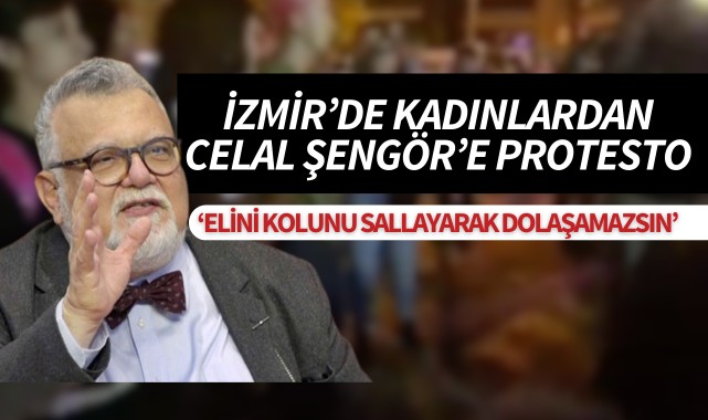 İzmir'de kadınlardan Celal Şengör'e protesto: 'Elini kolunu sallayarak dolaşamazsın!'
