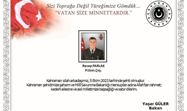 MSB: "Pençe-Kilit operasyonu bölgesinde 1 asker şehit oldu"