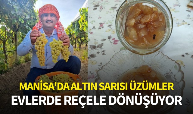 Manisa'da altın sarısı üzümler evlerde reçele dönüşüyor