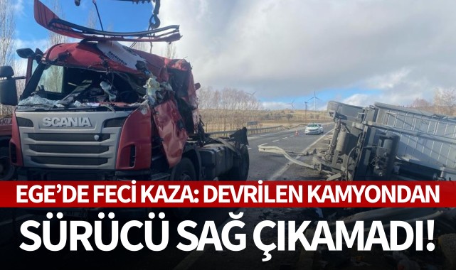 Devrilen kamyondan sağ çıkamadı!