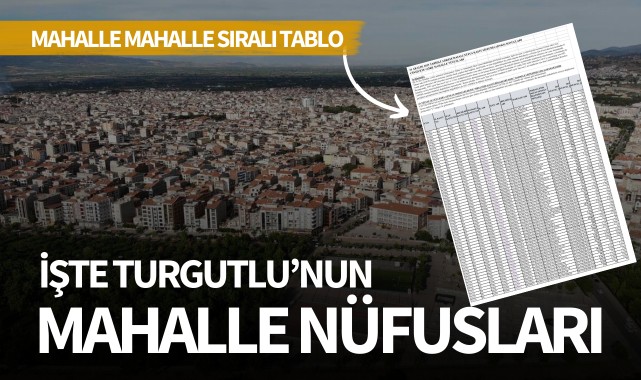 İşte Turgutlu'nun mahalle nüfusları!