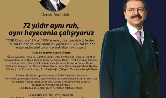 Türkiye Odalar ve Borsalar Birliği 72 yaşında