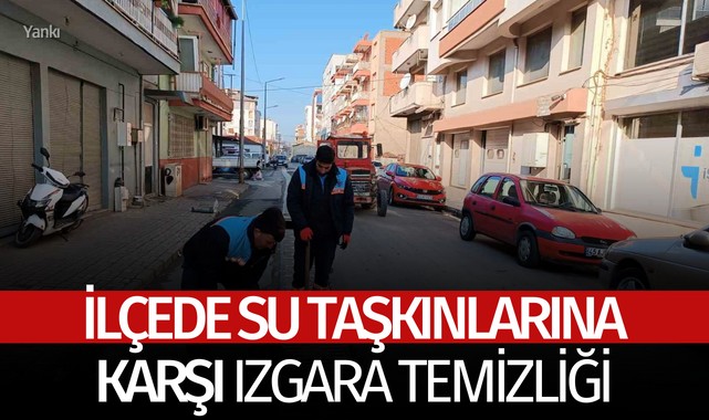 İlçede su taşkınlarına karşı ızgara temizliği