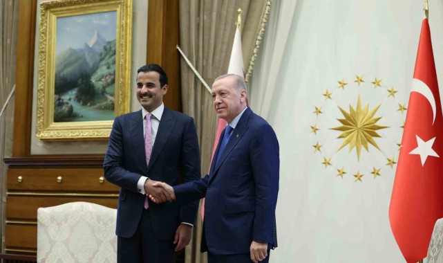 Cumhurbaşkanı Erdoğan, Katar Emiri Şeyh Temim Bin Hamed Al Sani ile Cumhurbaşkanlığı Külliyesi'nde bir araya geldi.