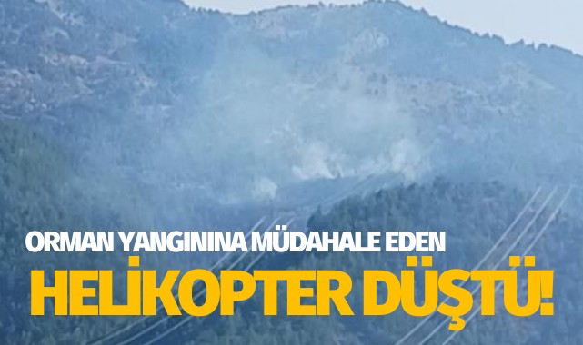 Orman yangınına müdahale eden helikopter düştü