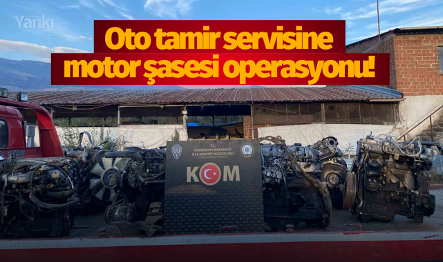 Oto tamir servisine motor şasesi operasyonu!