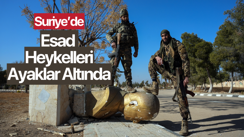 Suriye'de Esad heykelleri postallar altında