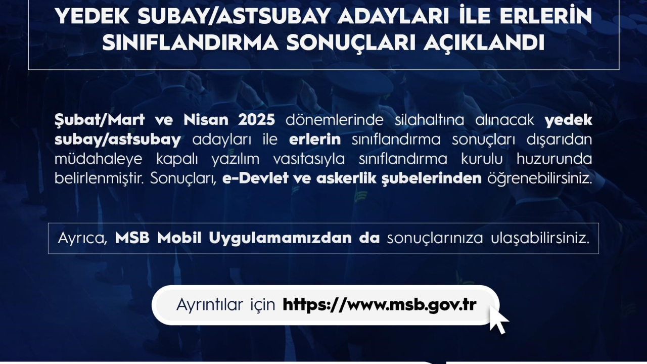 Şubat/Mart ve Nisan 2025 celp döneminde silah altına alınacak askerlerin sonuçları açıklandı