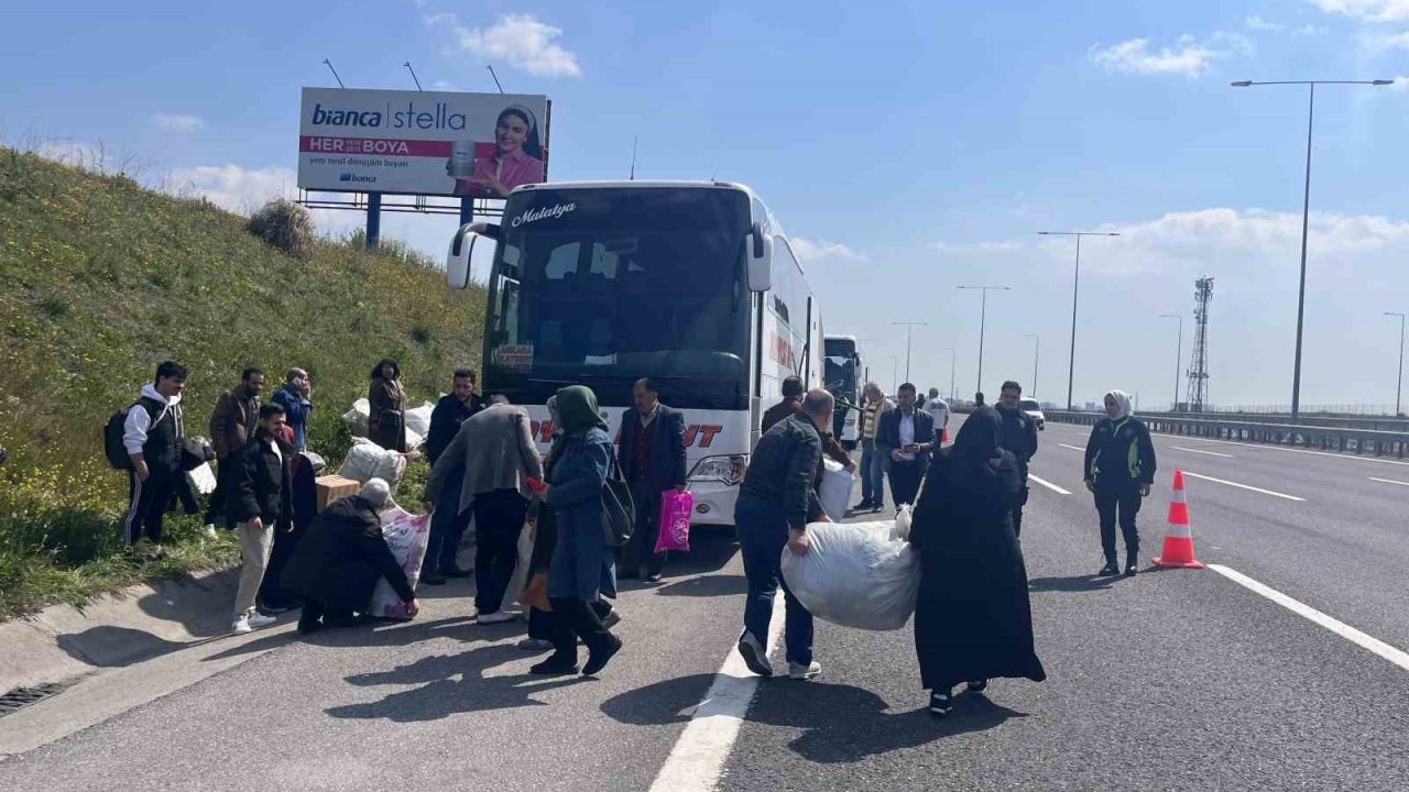 Kuzey Marmara Otoyolu’nda yolcu otobüsünde yangın