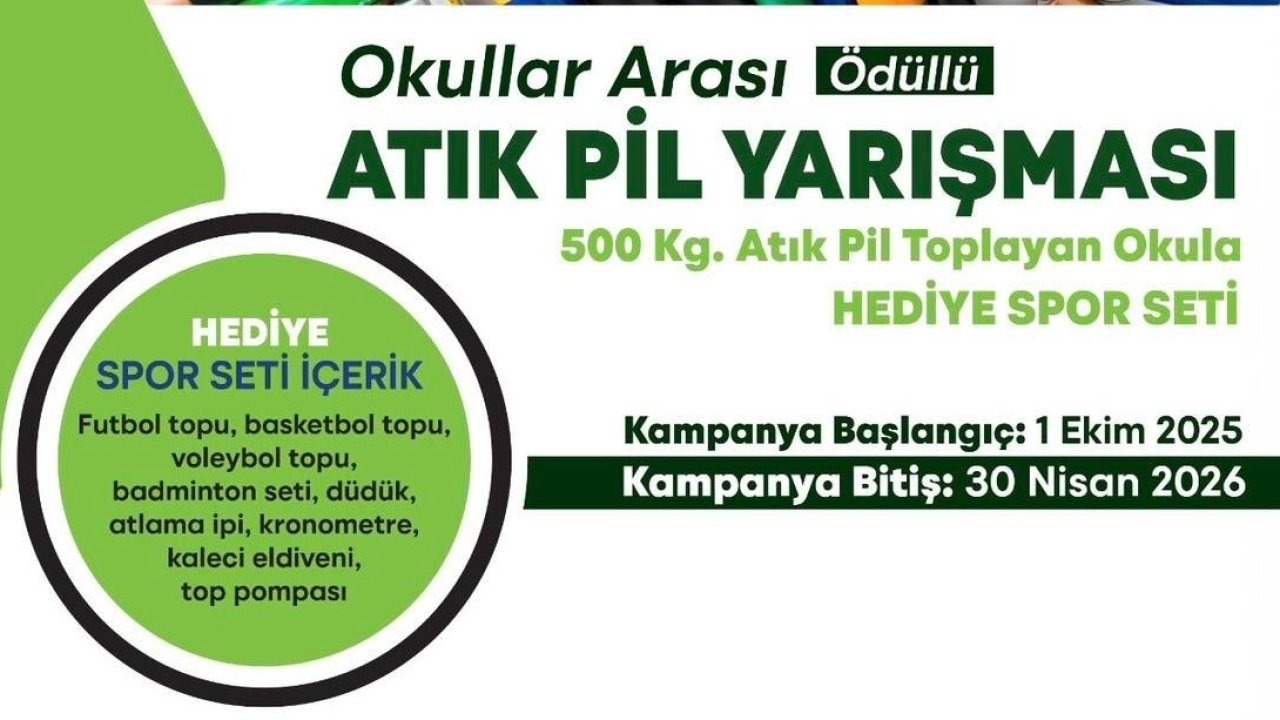 İlçede okullar arası atık pil toplama yarışması başladı