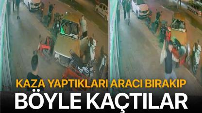 Kaza yaptıkları aracı bırakıp böyle kaçtılar