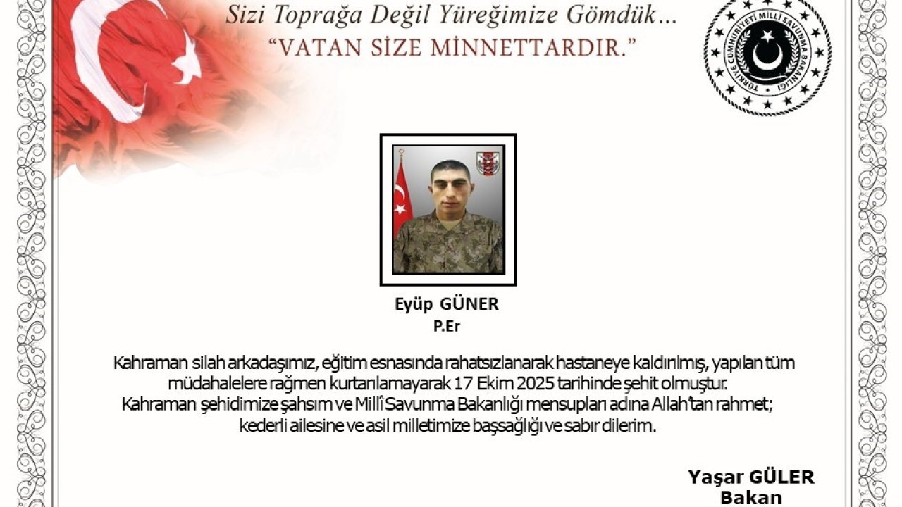MSB acı haberi duyurdu: Şehidimiz var!
