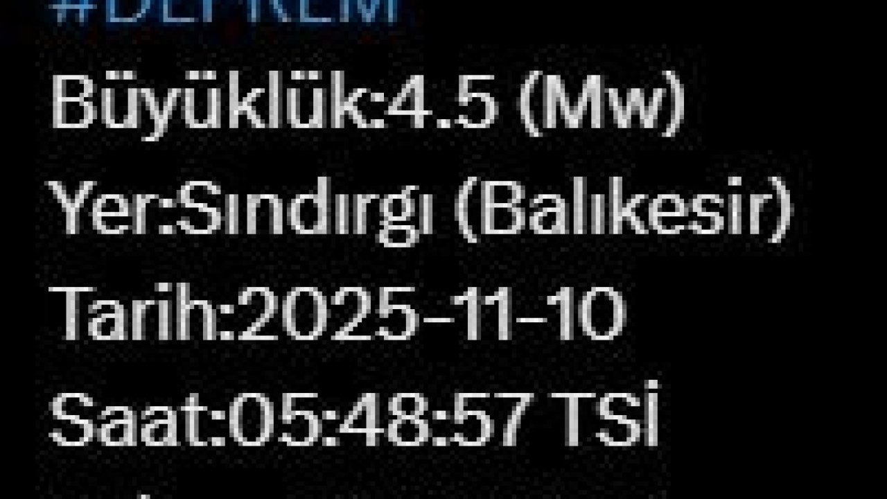 Balıkesir’de 4.5 büyüklüğünde bir deprem daha