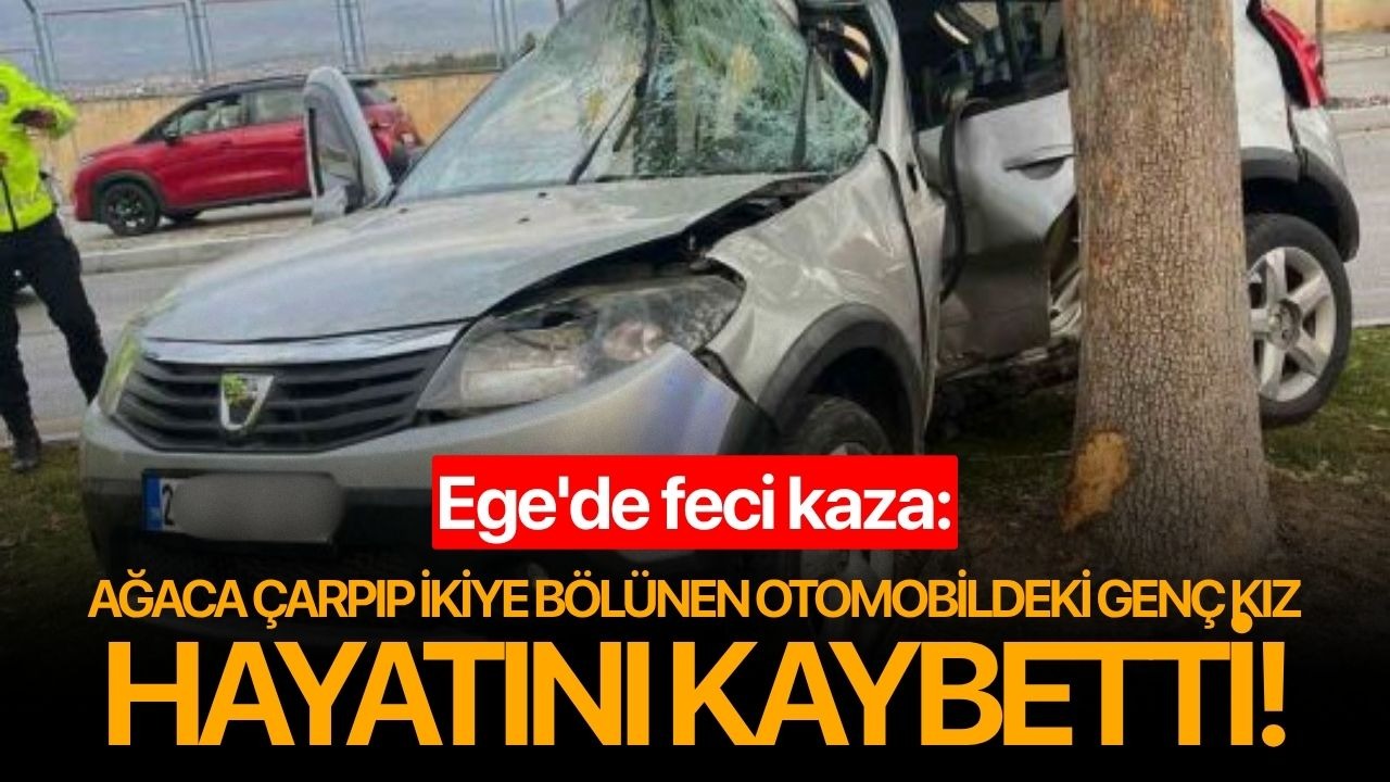 Ege'de feci kaza: Ağaca çarpıp ikiye bölünen otomobildeki genç kız hayatını kaybetti!