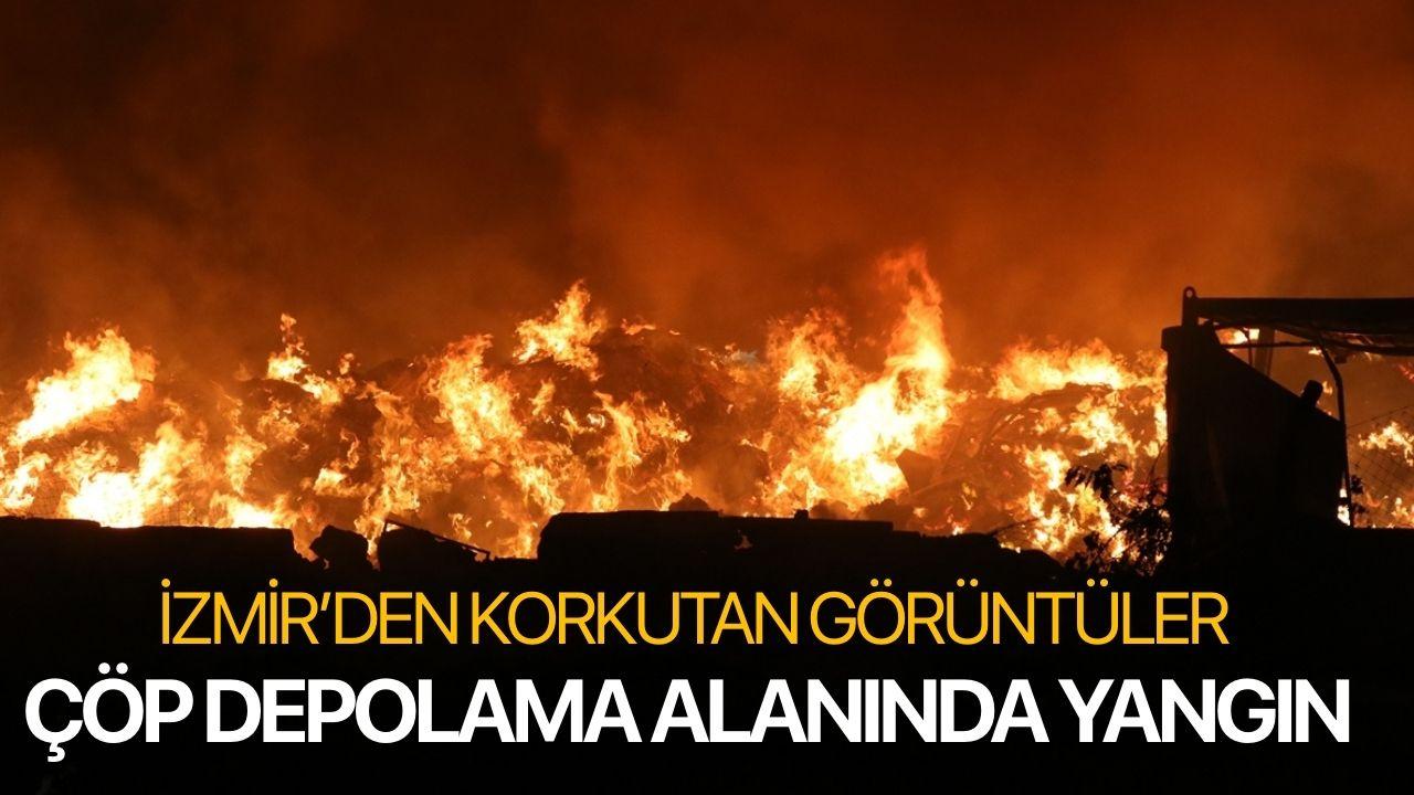 İzmir'den korkutan görüntüler! Çöp depolama alanında yangın