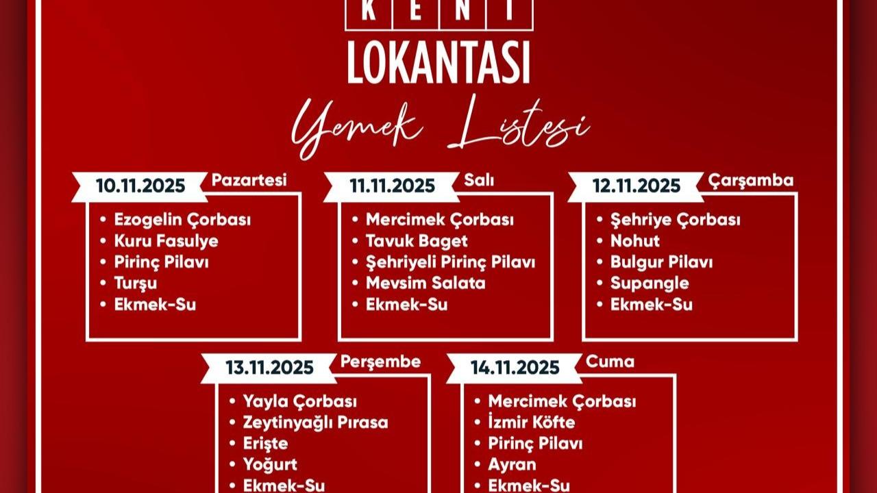 Turgutlu Kent Lokantasında haftalık menü belli oldu