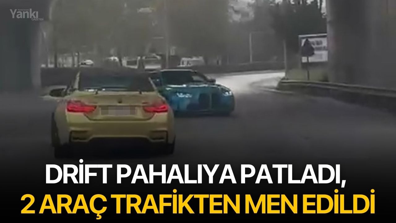 Drift pahalıya patladı, 2 araç trafikten men edildi