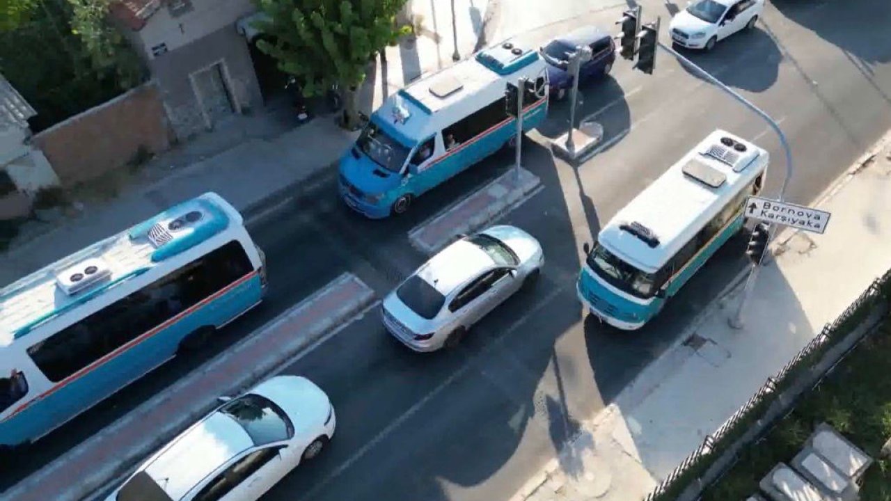 Trafikten kaçan dolmuş şoförü 200 metre ters şeritte gitti!