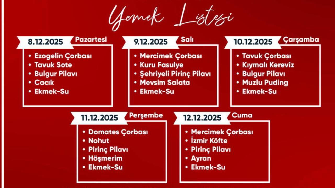 Turgutlu Kent Lokantası'nda Yeni Haftanın Menüsü Belli Oldu