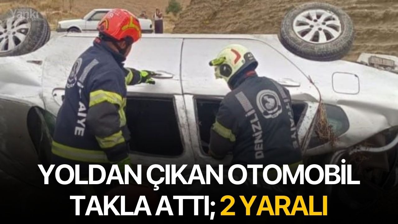 Yoldan çıkan otomobil takla attı; 2 yaralı
