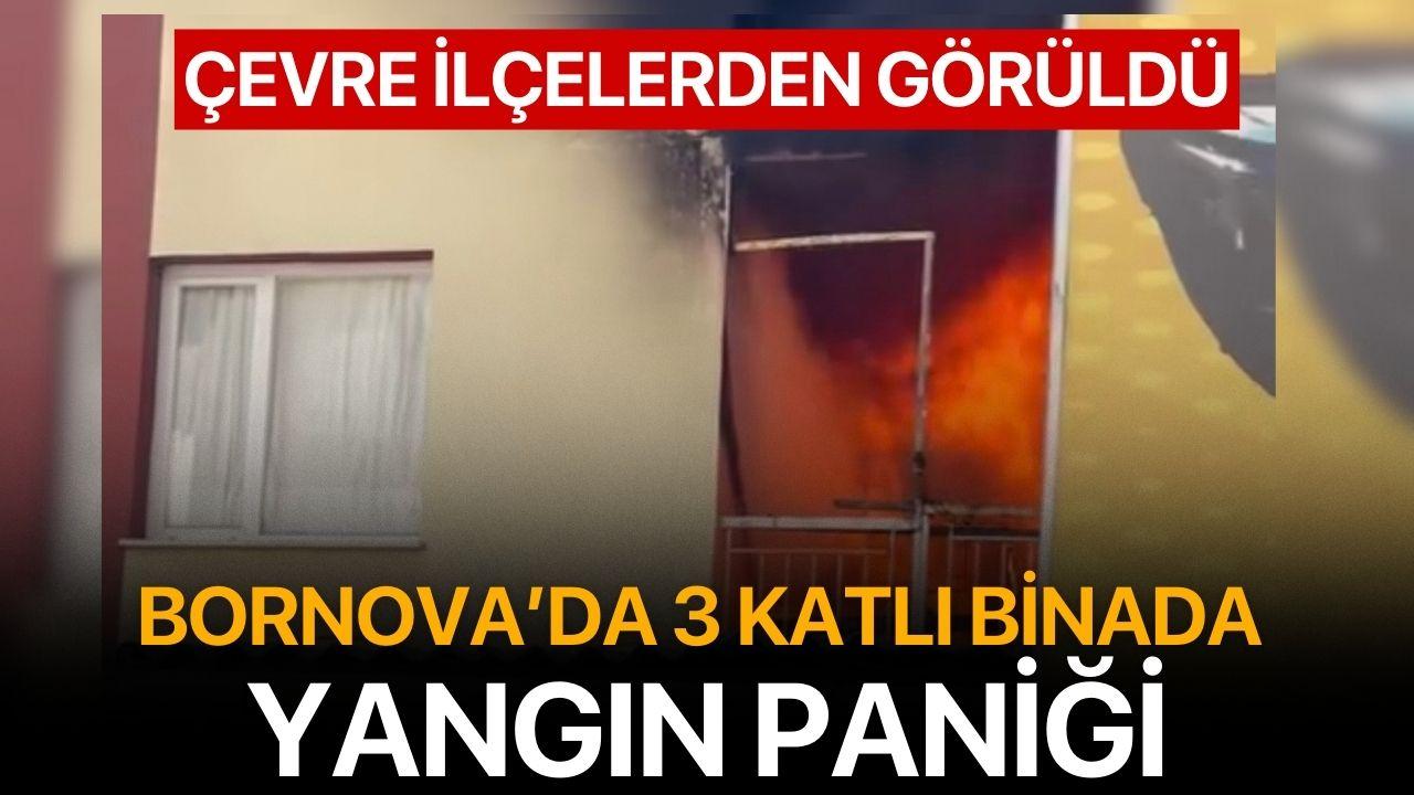 Bornova’da 3 katlı binada yangın paniği