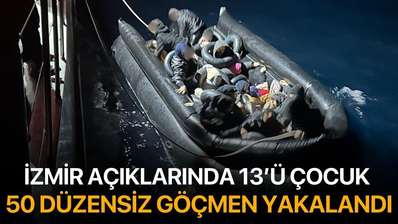 İzmir Açıklarında 13’ü Çocuk 50 Düzensiz Göçmen Yakalandı