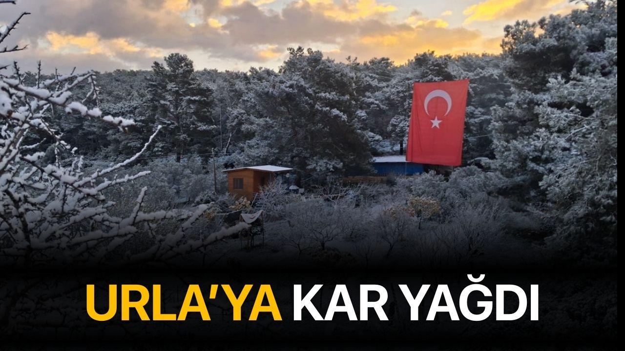 Urla'da yüksek kesimlere kar yağdı