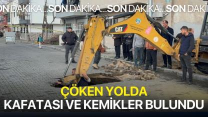 Turgutlu'da şok! Yağmur sonrası çöken yolda kafatası ve kemikler bulundu