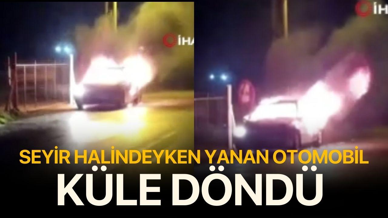 Yanan otomobil küle döndü