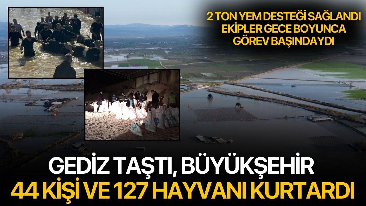 Gediz Taştı, Büyükşehir 44 Kişi ve 127 Hayvanı Kurtardı