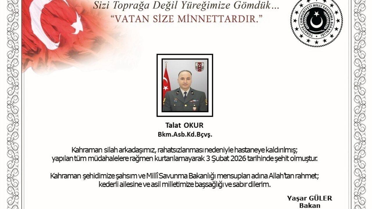 MSB, acı haberi duyurdu: Şehidimiz var!