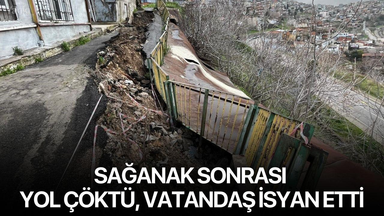 Sağanak Sonrası Yol Çöktü, Vatandaş İsyan Etti