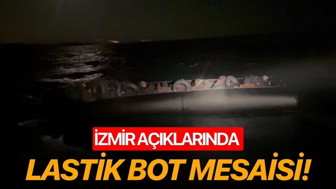 İzmir açıklarında lastik bot mesaisi!