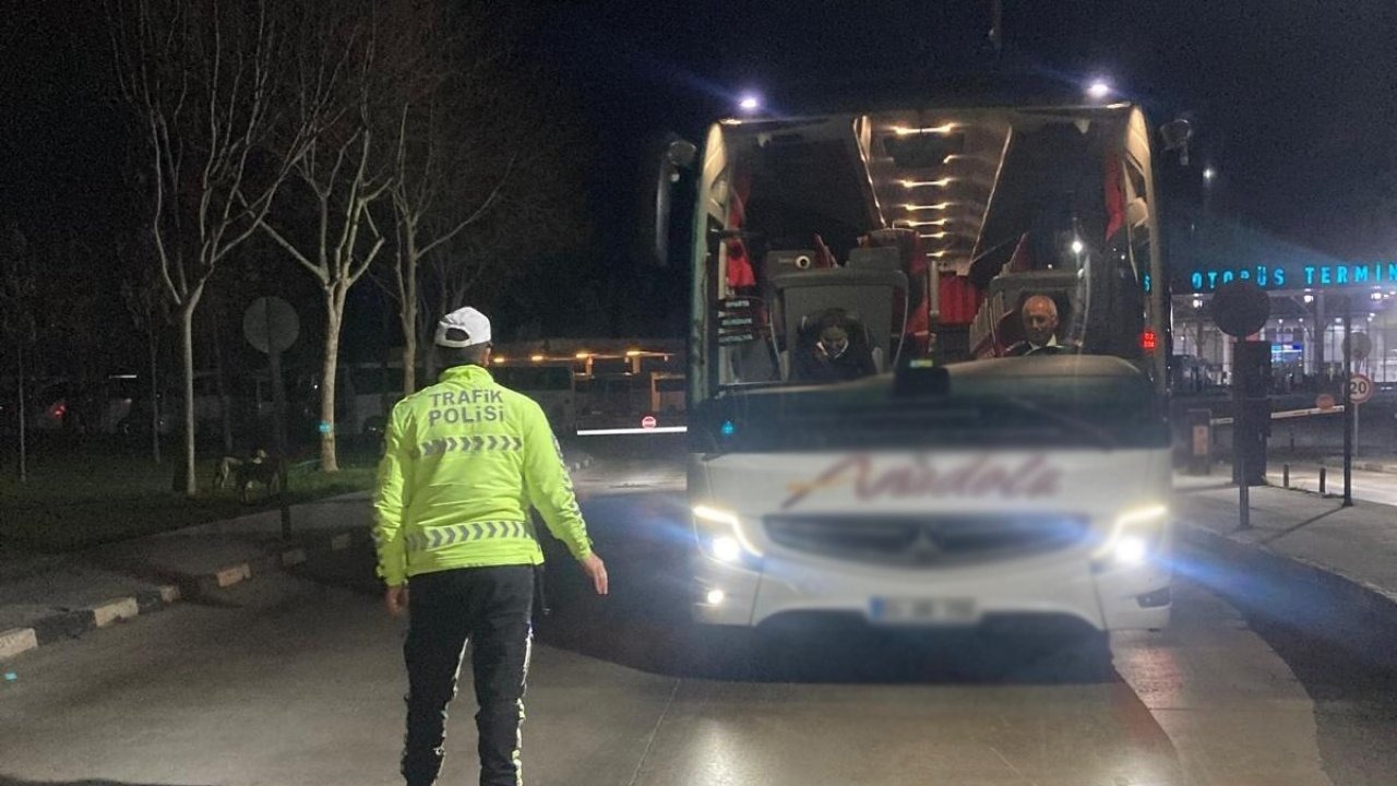 Manisa'da otobüs terminallerinde emniyet kemeri denetimi