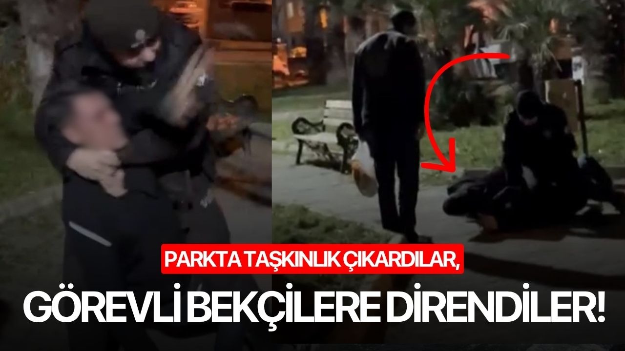 Parkta taşkınlık çıkardılar, görevli bekçilere direndiler!